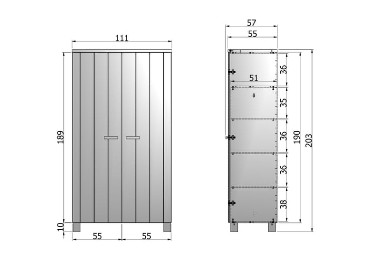 Garderob Mitchell 111 cm - Stålgrå Tall - Förvaring - Garderober & garderobssystem