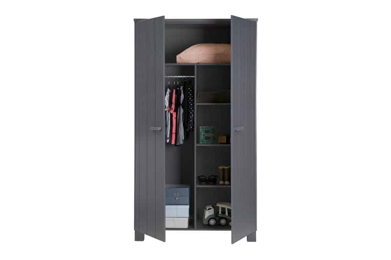 Garderob Mitchell 111 cm - Stålgrå Tall - Förvaring - Garderober & garderobssystem