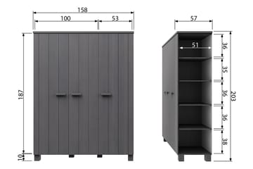 Garderob Mitchell 158 cm - Stålgrå Tall - Förvaring - Garderober & garderobssystem
