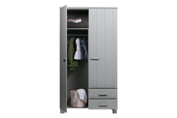 Garderob Mitchell med 2 Lådor 111 cm - Grå Tall - Förvaring - Garderober & garderobssystem