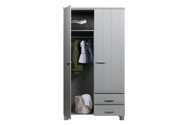 Garderob Mitchell med 2 Lådor 111 cm - Grå Tall - Förvaring - Garderober & garderobssystem