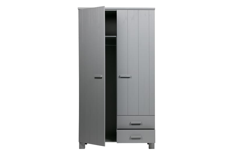 Garderob Mitchell med 2 Lådor 111 cm - Grå Tall - Förvaring - Garderober & garderobssystem