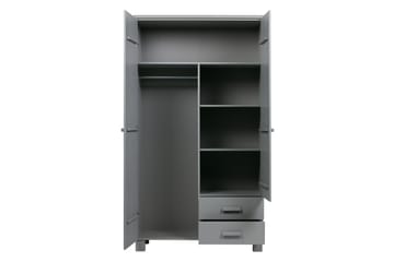 Garderob Mitchell med 2 Lådor 111 cm - Grå Tall - Förvaring - Garderober & garderobssystem