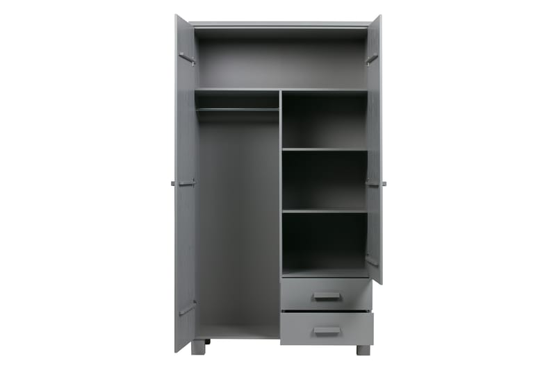 Garderob Mitchell med 2 Lådor 111 cm - Grå Tall - Förvaring - Garderober & garderobssystem