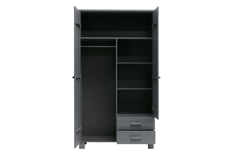 Garderob Mitchell med 2 Lådor 111 cm - Stålgrå Tall - Förvaring - Garderober & garderobssystem