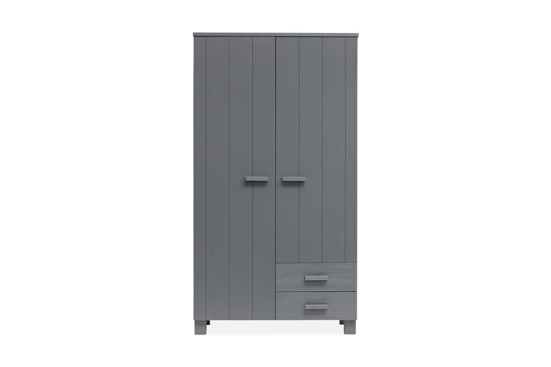 Garderob Mitchell med 2 Lådor 111 cm - Stålgrå Tall - Förvaring - Garderober & garderobssystem