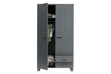 Garderob Mitchell med 2 Lådor 111 cm - Stålgrå Tall - Förvaring - Garderober & garderobssystem