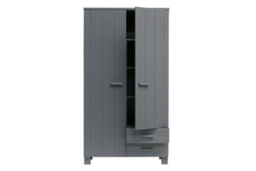 Garderob Mitchell med 2 Lådor 111 cm - Stålgrå Tall - Förvaring - Garderober & garderobssystem