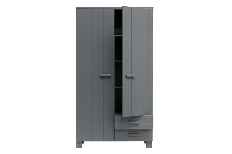 Garderob Mitchell med 2 Lådor 111 cm - Stålgrå Tall - Förvaring - Garderober & garderobssystem