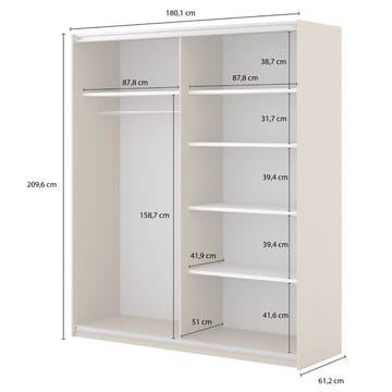 Garderob Niva Bred 2 Skjutdörrar - Ljus Beige - Förvaring - Garderober & garderobssystem