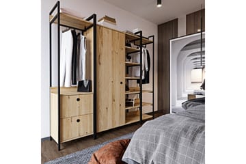 Garderob Okan 200x40 cm - Natur/Svart - Förvaring - Garderober & garderobssystem