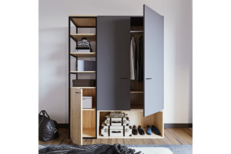 Garderob Onuras 144x40 cm - Antracit/Natur - Garderober & garderobssystem