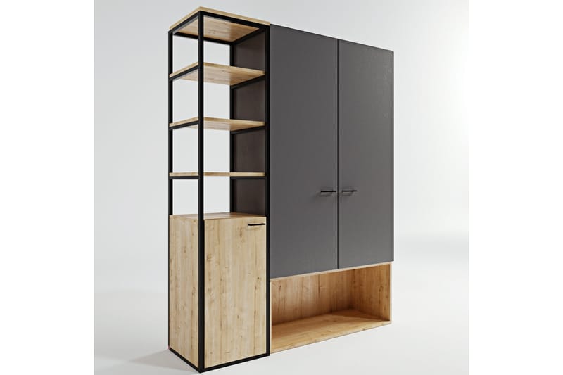 Garderob Onuras 144x40 cm - Antracit/Natur - Förvaring - Garderober & garderobssystem