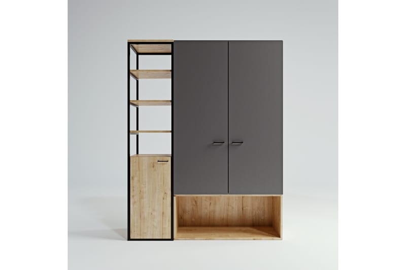 Garderob Onuras 144x40 cm - Antracit/Natur - Förvaring - Garderober & garderobssystem