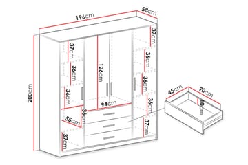 Garderob Ordino 196 cm - Grön - Förvaring - Garderober & garderobssystem