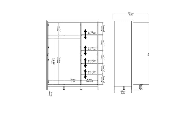 Garderob Osterholm 58x150 cm - Svart - Förvaring - Garderober & garderobssystem