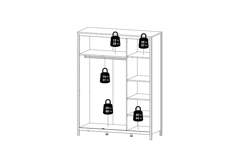 Garderob Osterholm 58x150 cm - Svart - Förvaring - Garderober & garderobssystem