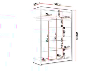 Garderob Ottery 120x200 cm - Brun/Vit - Förvaring - Garderober & garderobssystem