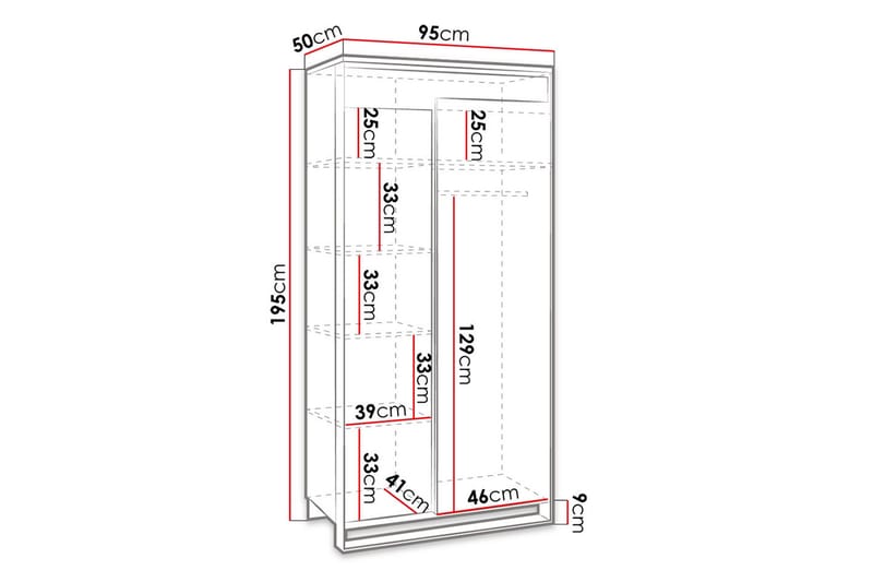 Garderob Quant 50x95 cm - Ek/Svart - Förvaring - Garderober & garderobssystem