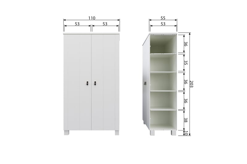 Garderob Rawsone 55x111 cm - Vit - Garderober & garderobssystem - Garderobsskåp