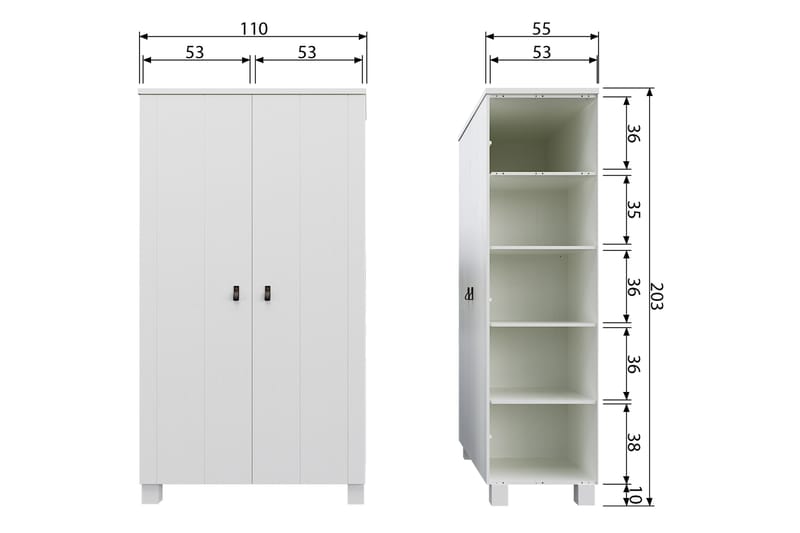 Garderob Rawsone 55x111 cm - Vit - Garderober & garderobssystem - Garderobsskåp