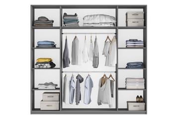 Garderob Rhodes 225x65x244 cm - Vit/Spegel - Förvaring - Garderober & garderobssystem