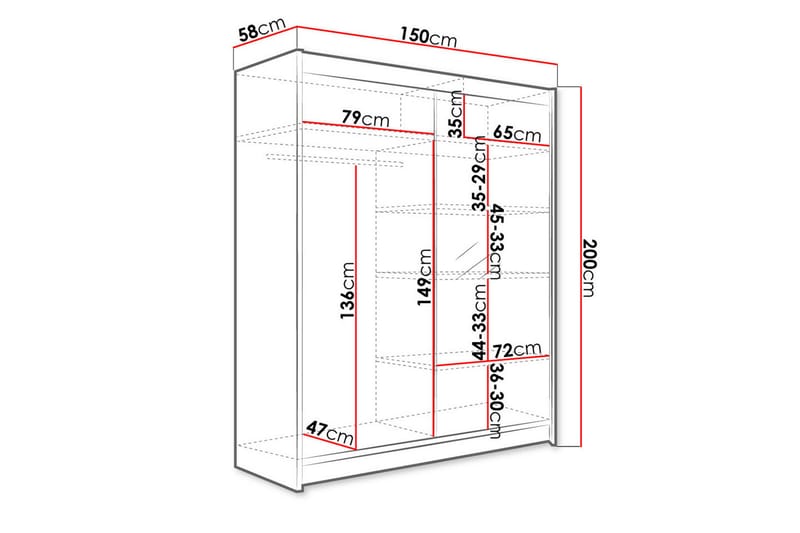 Garderob Richmond 150x58x200 cm - Beige/Vit - Garderober & garderobssystem