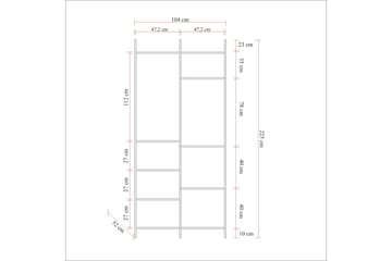 Garderob Rok 52x104 cm 11 Hyllor - Natur - Förvaring - Garderober & garderobssystem