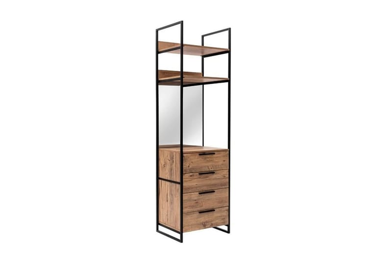 Garderob Rok 52x64 cm med Spegel 4 Skåp - Natur - Förvaring - Garderober & garderobssystem