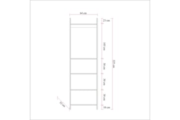 Garderob Rok 52x64 cm med Spegel 4 Skåp - Natur - Förvaring - Garderober & garderobssystem