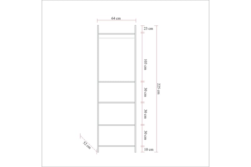 Garderob Rok 52x64 cm med Spegel 4 Skåp - Natur - Förvaring - Garderober & garderobssystem