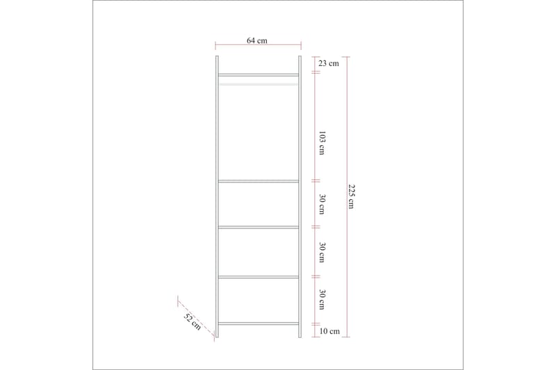 Garderob Rok 52x64 cm med Spegel 4 Skåp - Natur - Garderober & garderobssystem