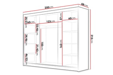 Garderob Samisia 250x215 cm - Svart - Förvaring - Garderober & garderobssystem