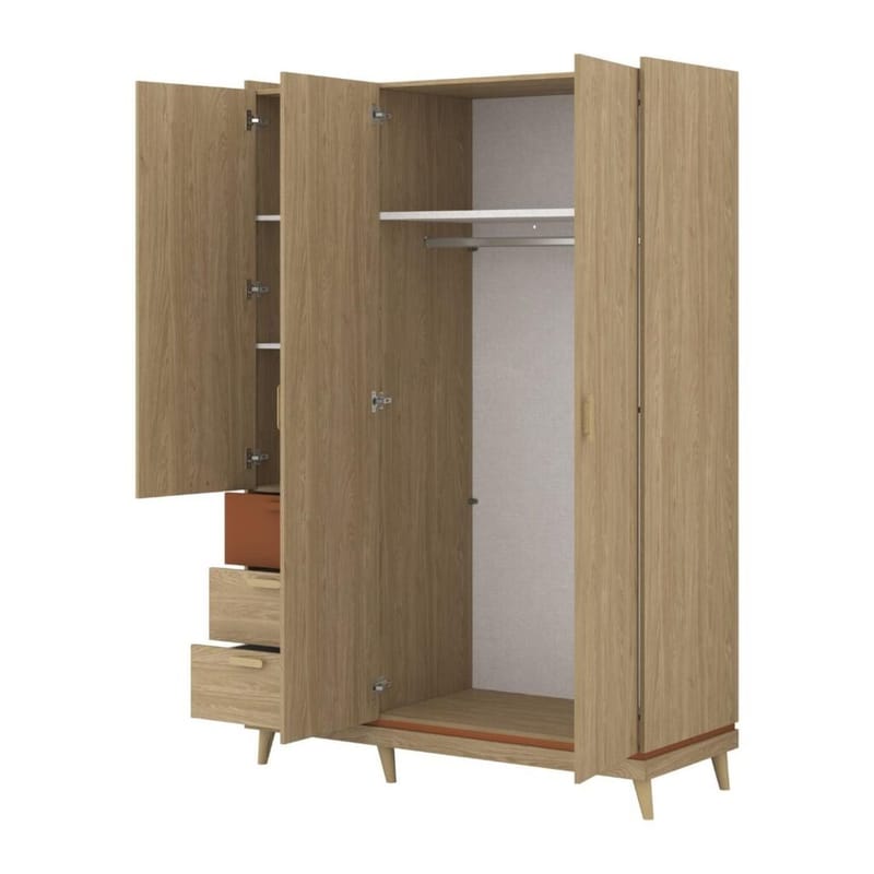 Garderob Scandi 3 dörrar med 3 lådor - Oljerad Ek - Förvaring - Garderober & garderobssystem