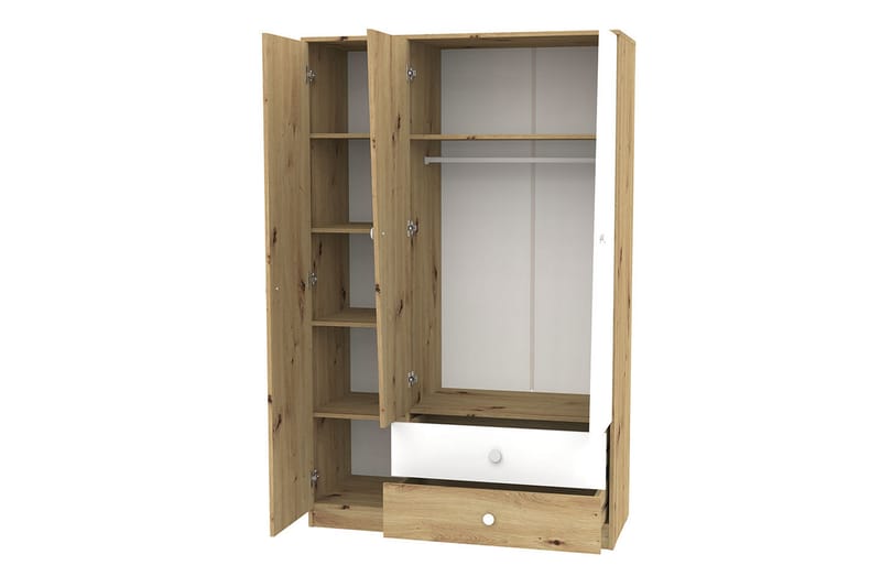 Garderob Staton 120 cm - Natur/Vit/Grå - Förvaring - Garderober & garderobssystem