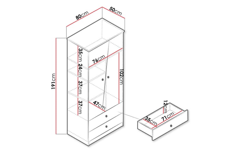 Garderob Staton 80 cm - Natur/Vit - Förvaring - Garderober & garderobssystem