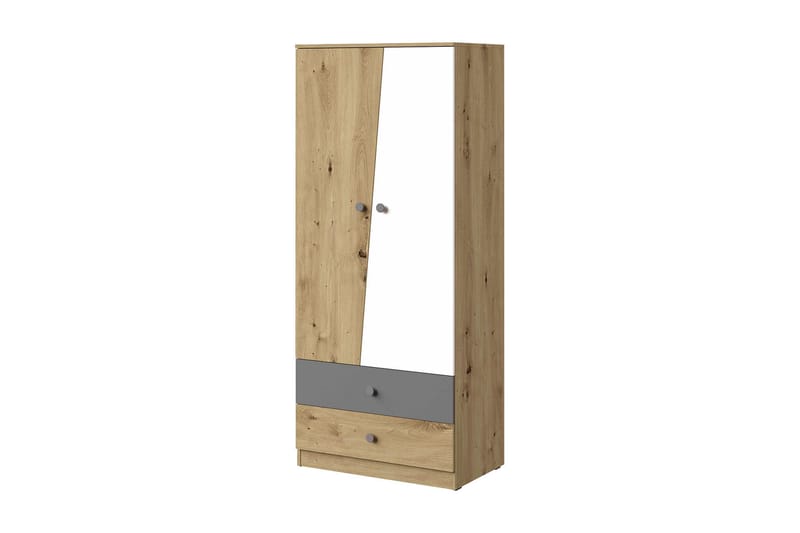 Garderob Staton 80 cm - Natur/Vit/Grå - Förvaring - Garderober & garderobssystem