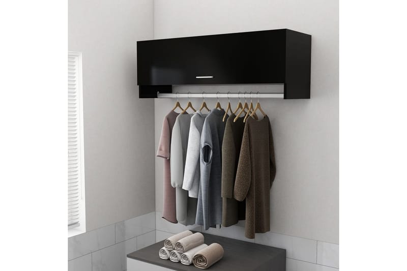 Garderob svart 100x32,5x35 cm spånskiva - Svart - Garderober & garderobssystem - Garderobsskåp