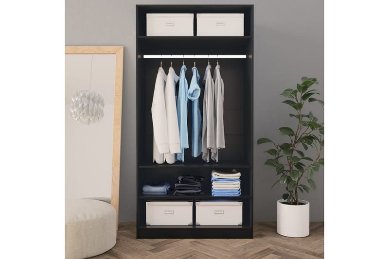 Garderob svart 100x50x200 cm spånskiva - Svart - Garderober & garderobssystem - Garderobsskåp