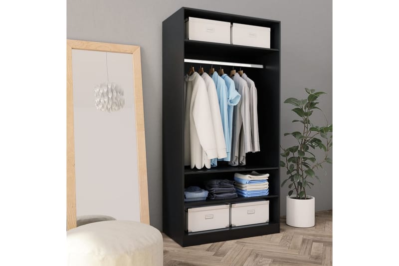 Garderob svart 100x50x200 cm spånskiva - Svart - Garderober & garderobssystem - Garderobsskåp