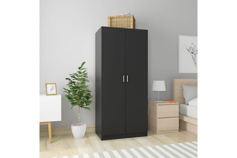 Garderob svart 80x52x180 cm spånskiva - Svart - Garderober & garderobssystem - Garderobsskåp