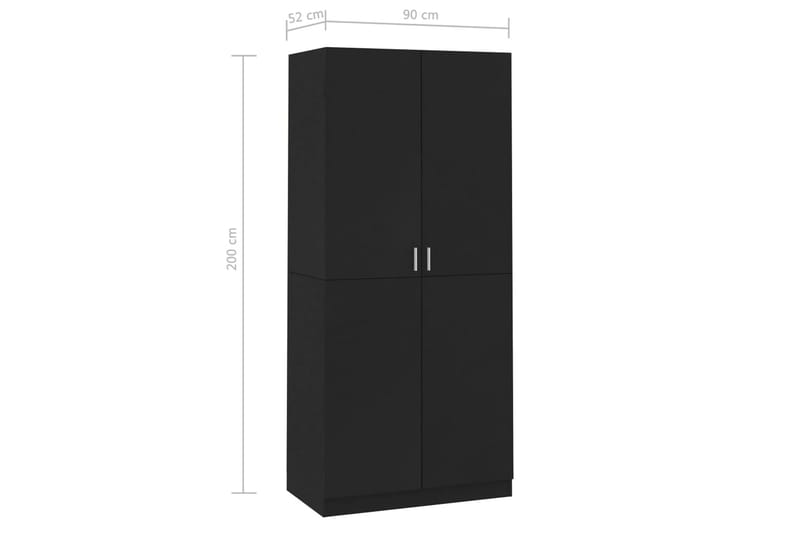 Garderob svart 90x52x200 cm spånskiva - Svart - Garderober & garderobssystem - Garderobsskåp
