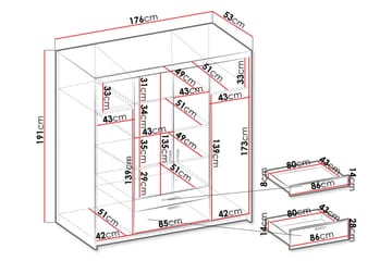 Garderob Sveaborg 53x190x176,3 cm - Vit - Förvaring - Garderober & garderobssystem