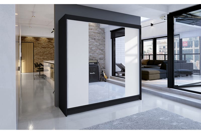 Garderob Talin 180x58x215 cm - Svart/Vit - Förvaring - Garderober & garderobssystem