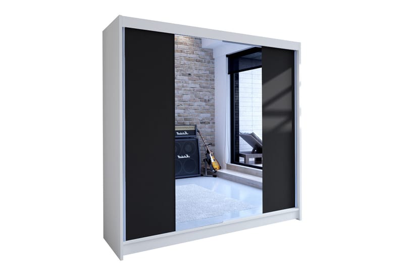 Garderob Talin 180x58x215 cm - Vit/Svart - Förvaring - Garderober & garderobssystem