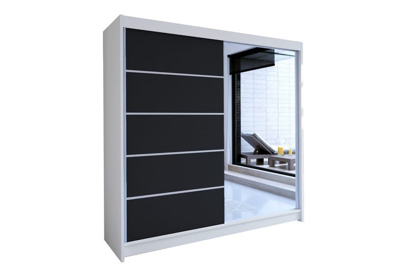 Garderob Talin 58x180 cm LED-belysning - Vit/Svart - Förvaring - Garderober & garderobssystem