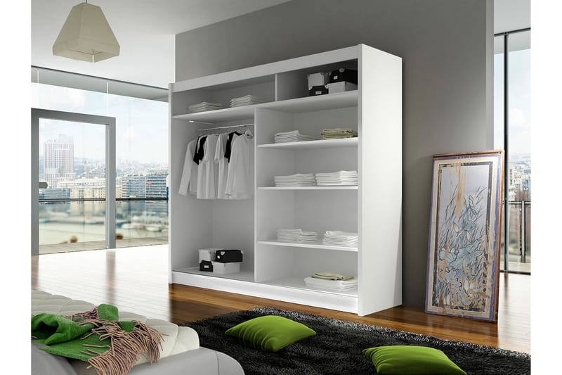 Garderob Talin 58x180 cm LED-belysning - Vit/Svart - Förvaring - Garderober & garderobssystem