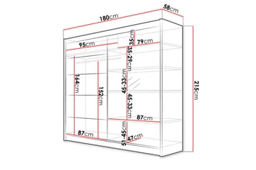 Garderob Talin 58x180 cm - Vit/Svart - Förvaring - Garderober & garderobssystem