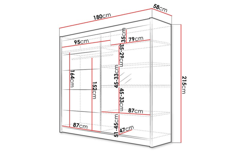 Garderob Talin 58x180 cm - Vit/Svart - Förvaring - Garderober & garderobssystem