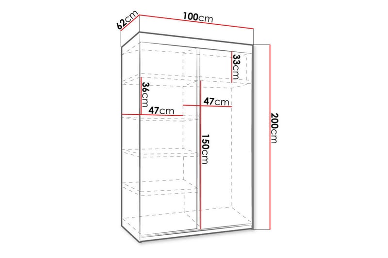 Garderob Top 100x62x200 cm - Beige - Garderober & garderobssystem